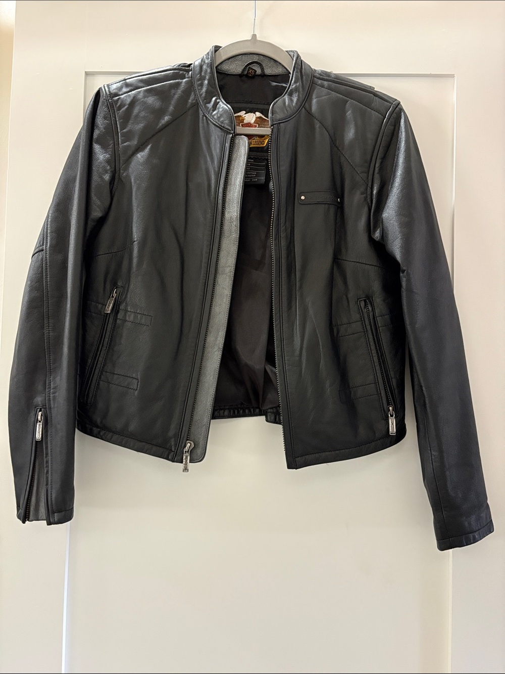 Harley-Davidson Black Leather Motorcycle Riding Jacket Women's Size XS